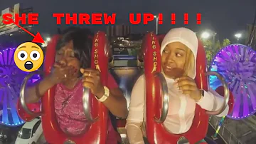 Hilarious/Scary (SHE THREW UP) throw up Sling Shot Ride Part 3