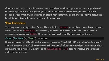 How to Assign an Object to the Output of a Function in R