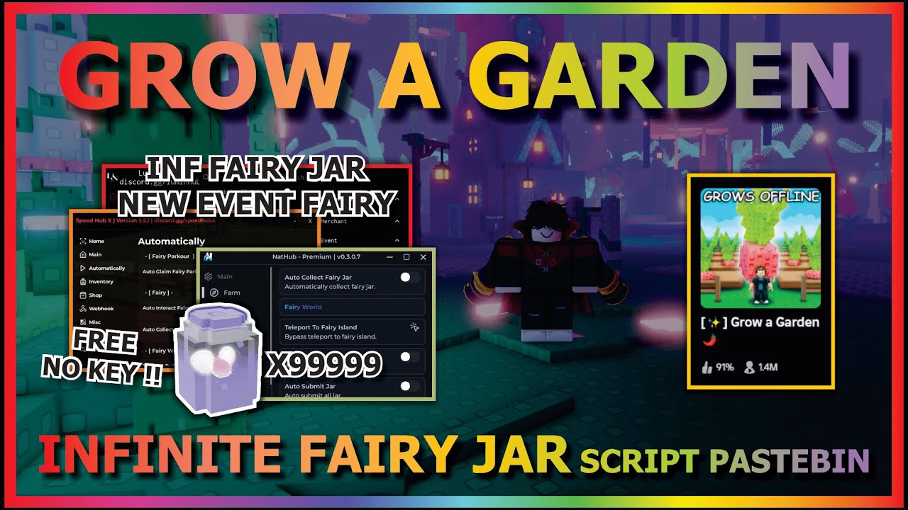 GROW A GARDEN Script Pastebin 2025 INFINITE FAIRY JAR, COLLECT FAIRY ...