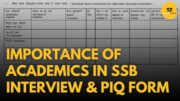 Importance of Academics in SSB Interview & PIQ Form | Defense Ustaad