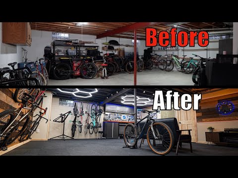 BORING BASEMENT to DREAM BIKE DEN in 8 mins! TIME LAPSE Transformation