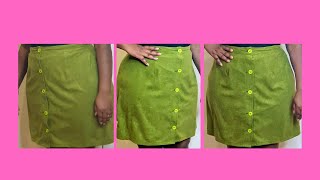 How to make a button up a line skirt tutorial/ sewing/ pattern making.