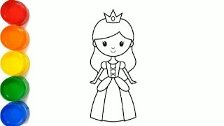 Drawing and coloring princess for kids and toddlers