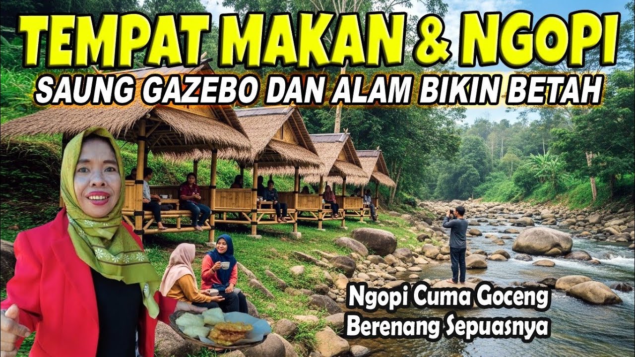 SE ENAK INI ‼️ MASUK GRATIS WARUNG SAWAH BATU SUKAMAKMUR PUNCAK 2,  VIEW PINGGIR SUNGAI
