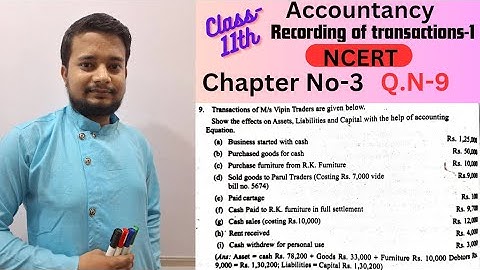 Class-11th Accountancy NCERT Chapter No-3 Recording of transactions-1 Q.N-9 Solution.✍️✍️