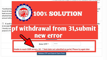 unable to reach cidr servers. url - 7 and claim not submitted on portal please try again later
