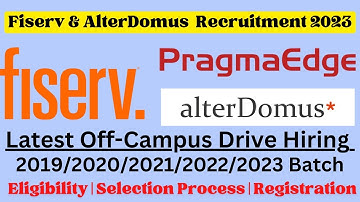 Fiserv Off campus drive for 2021/2022/2023 batch | Pragmaedge Latest Jobs for Freshers |Jobs 2023