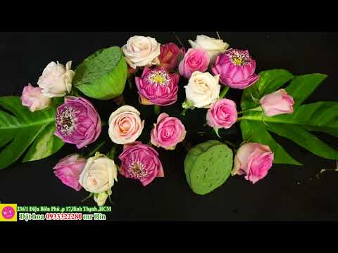 Video Cắm bình hoa sen hồng kết hợp hoa hồng để bàn hội nghị - youtube