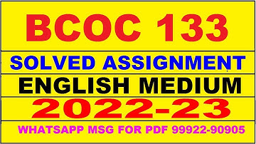 bcoc 133 solved assignment 2022-23 | bcoc 133 solved assignment in english 2022-2023 | bcoc 133 2023