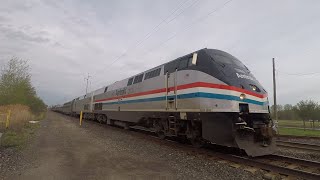 AMTRAK #145 Phase III Heritage Unit Leads 48 with Extra Coaches on the Rear