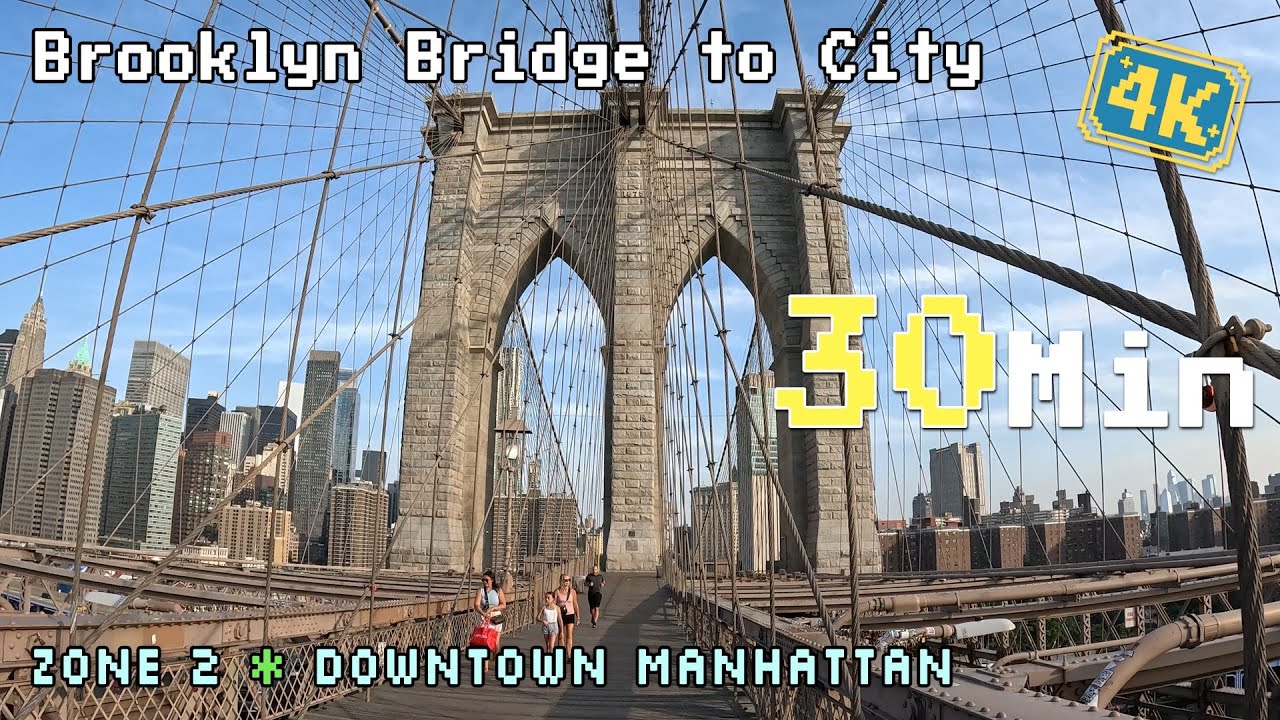 🏃 Brooklyn Bridge to City Hall — 30-Min Iconic NYC Run! 🗽🧱 | ASMR Running in NYC 🌸  4K