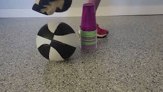 Single Foot Balance Ball Around Cup Stack