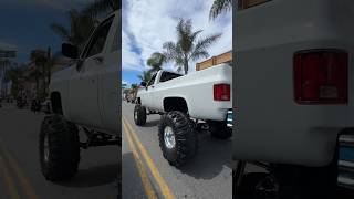 '70 Chevelle meets huge lifted '70s K20 on Main St. Huntington Beach.