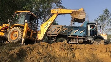 JCB backhoe Loading Soil in Tripper @droneplanet2040