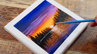 Easy Mini Canvas Acrylic Painting | Art for Beginners | Timelapse