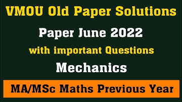 June 22 MA/MScMT-05 l vmou msc maths classes l vmou old paper solution l vmou msc maths