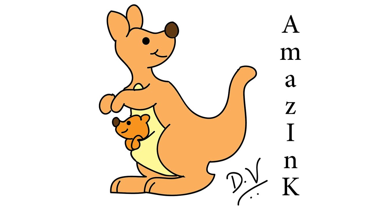 Learn How To Draw a Kangaroo with Baby - YouTube