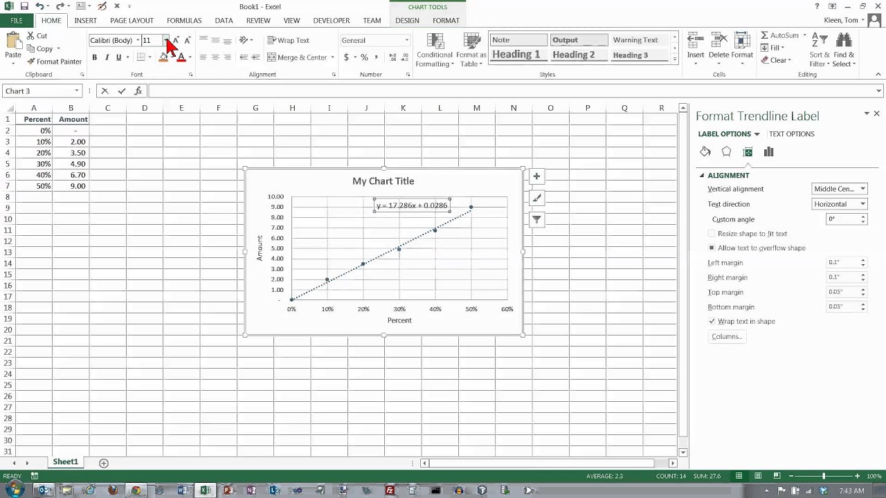 trendline in scatter chart excel