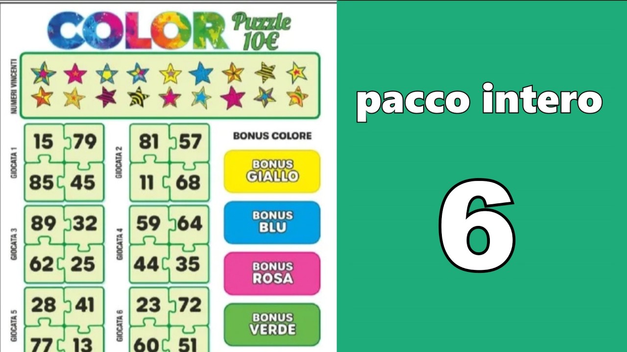 Gratta e Vinci COLOR grande da 10 in pacco intero 6