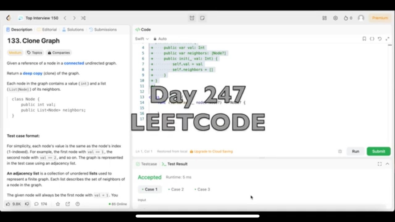 Day 247: LeetCode Problem 133. Clone Graph - Swift - YouTube