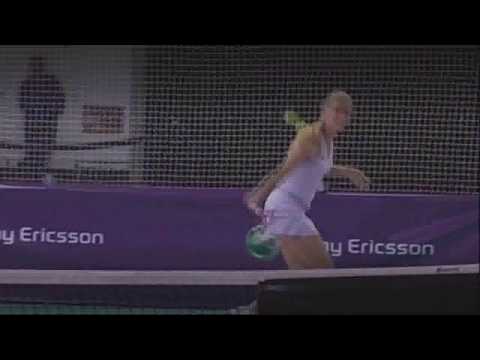 Dementieva and Wozniacki play tennis in the Madrid...