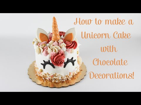 Buttercream Unicorn Cake with Chocolate Decor