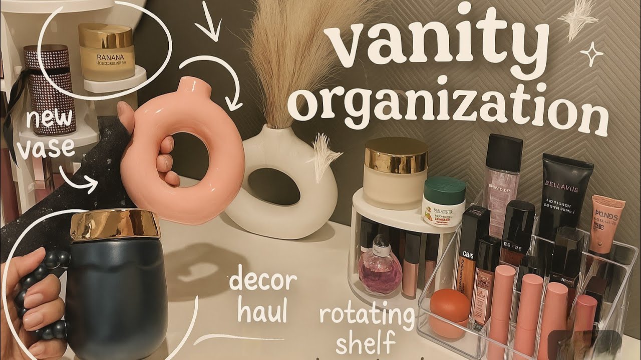 ✨ New makeup organiser + satisfying vanity setup ✨🎀
