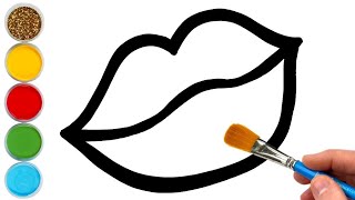 lips drawing for Kids I step by step painting and art