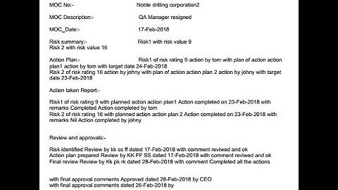 Api Q1 Q2 Management of change part 2