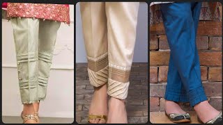 Simple and Elegant trouser design with Plates | The Latest Design and ideas for women's