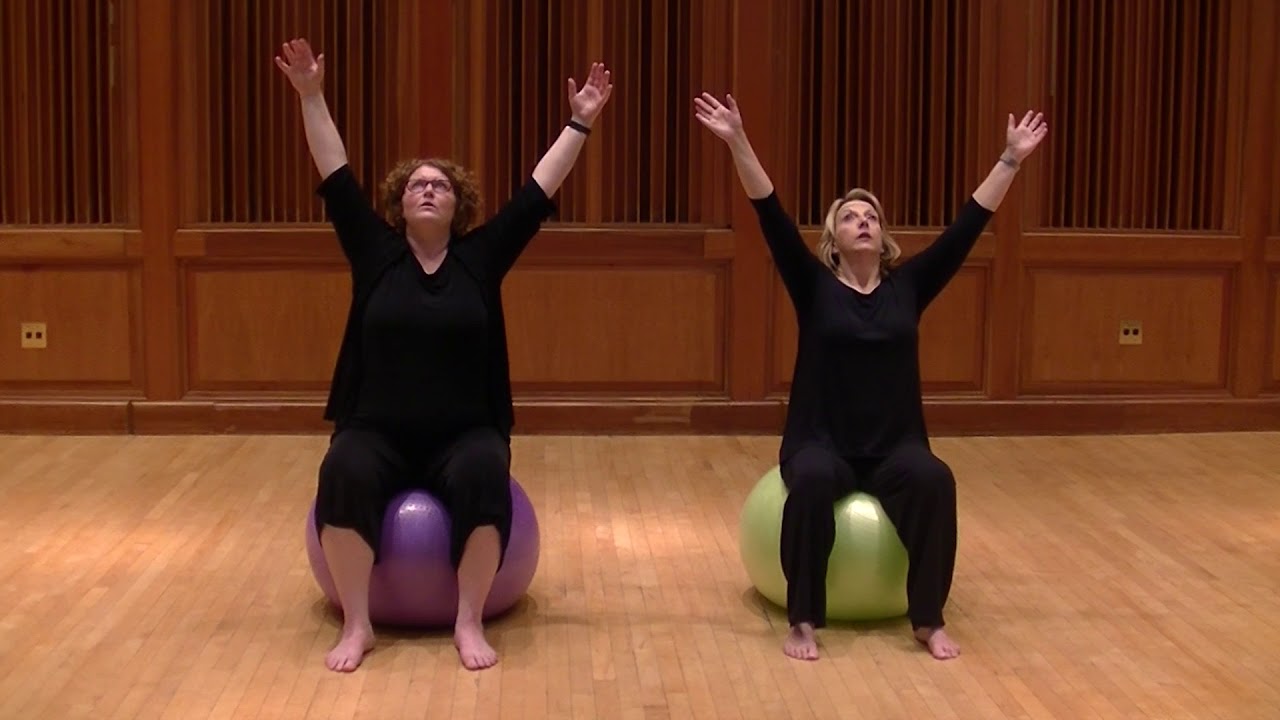 PTBC ON A BALL EXERCISE: BREATH,CORE-DISTAL, UPPER-LOWER, BODY HALF ...