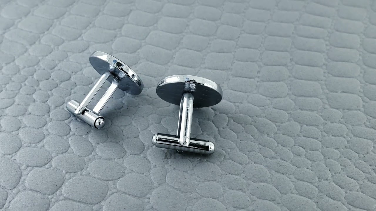 Round Black Omega Cufflinks In Box