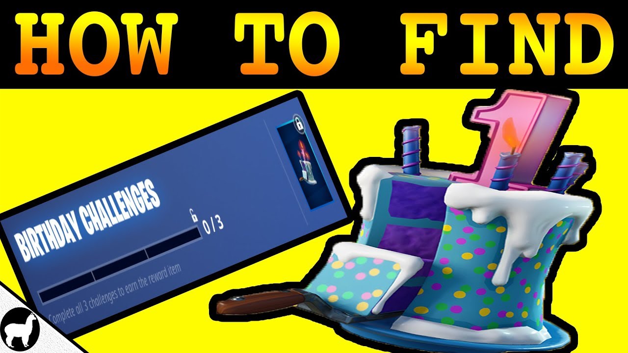 Fortnite Birthday Cake Locations | Dance in Front of Different Birthday Cakes Challenge