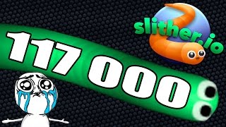 Slither.io | НОВЫЙ РЕКОРД +117 000 | ОСТОРОЖНО МАТ 18+
