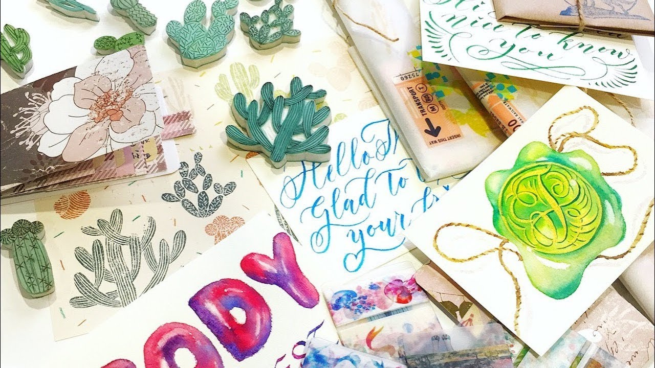 Download Happy Mail Exchange | Rubber Stamps, Watercolor, Waterfall Card and Brushlettering - YouTube