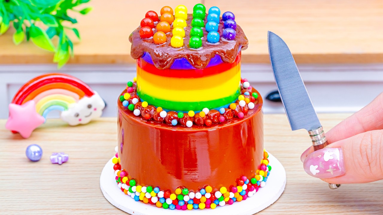 Mini Rainbow Cake Recipe With Chocolate 🌈 Amazing Rainbow Cake ...