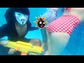 SEAL X Warrior Nerf Guns Fight Criminal Group HACKER Prank Girls At Swimming Pool -Aquarius Nerf War