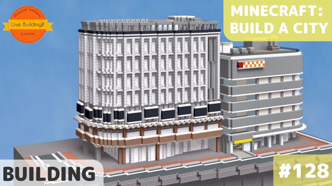 マイクラ現代建築 少し斜めなビルを作る Live Building 128 Minecraft Timelapse Youtube