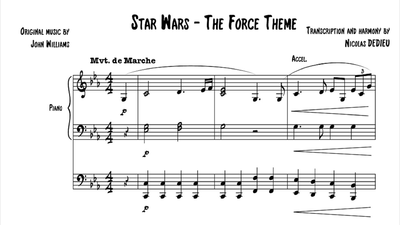 star wars force theme piano tutorial, Theme of the Force, star wars piano s...