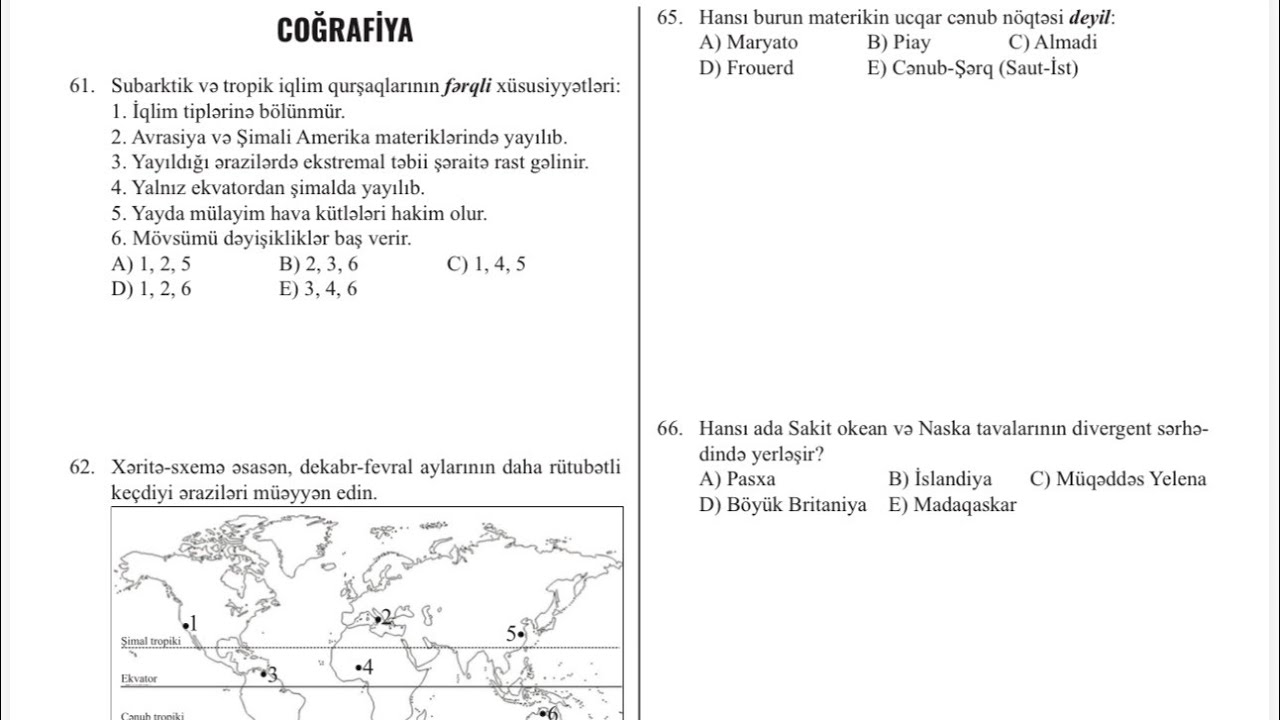 Coğrafiya 11-ci sinif Güvən Sınaq 6 (07.12.2025)