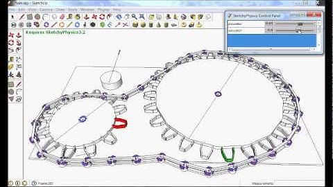 Spur Gears with a chain and tensioner (Sketchy Physics Simulation)