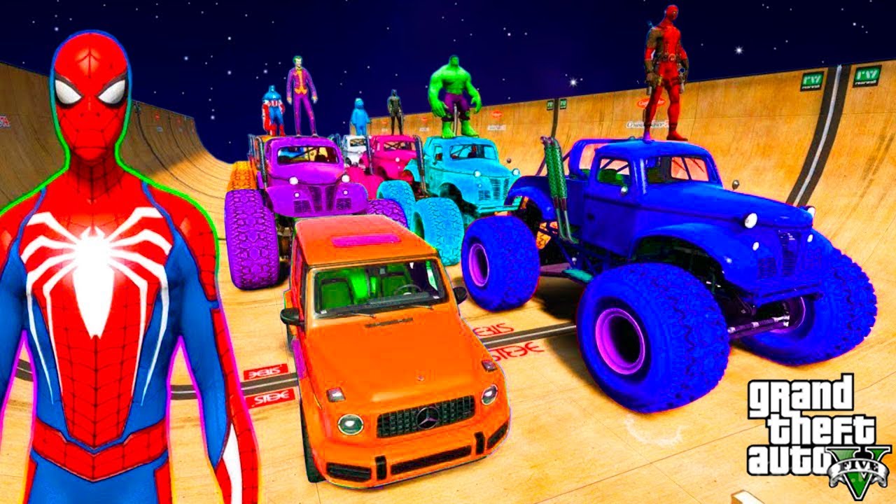 GTA V Stunt Map Car Race Challenge On Super Cars, Bikes and OffRoad Jeeps #13