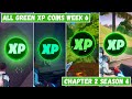 All 4 Green XP Coins Locations Week 6! - Dream of Green Punch Card Fortnite Chapter 2 Season 4