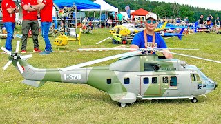 Huge Rc Model As-332 Super-Puma / Rc Scale Turbine Model Helicopter / Flight Demonstration !!!