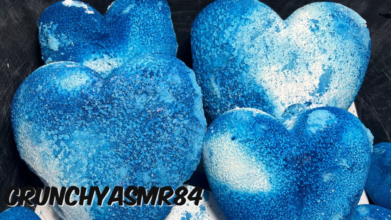 Blue & White Gym Chalk Hearts W/Fresh Blocks | Sleep Aid | Oddly Satisfying | ASMR