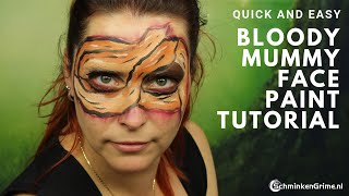 Bloody Mummy Face Paint Tutorial | Quick and Easy Halloween Face Paint | 2 Minute Face Paint