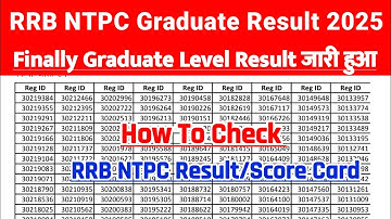 RRB NTPC Graduate Level Result 2025 Kaise Dekhe ? How To Check RRB NTPC Result/Score Card 2025