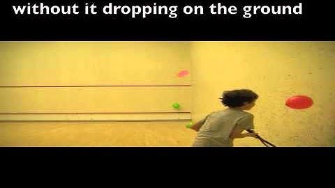 Squash training video for kids: balloon hitting against the wall to improve racquet handling