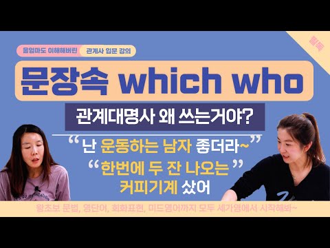 문장 중간에 <strong>which</strong> who 뭐야? 누구나 만들 수 있는 왕초보 <strong>관계대명사</strong> 입문강의! 어순과 시제 알려드림! |세가영+엄쌤|