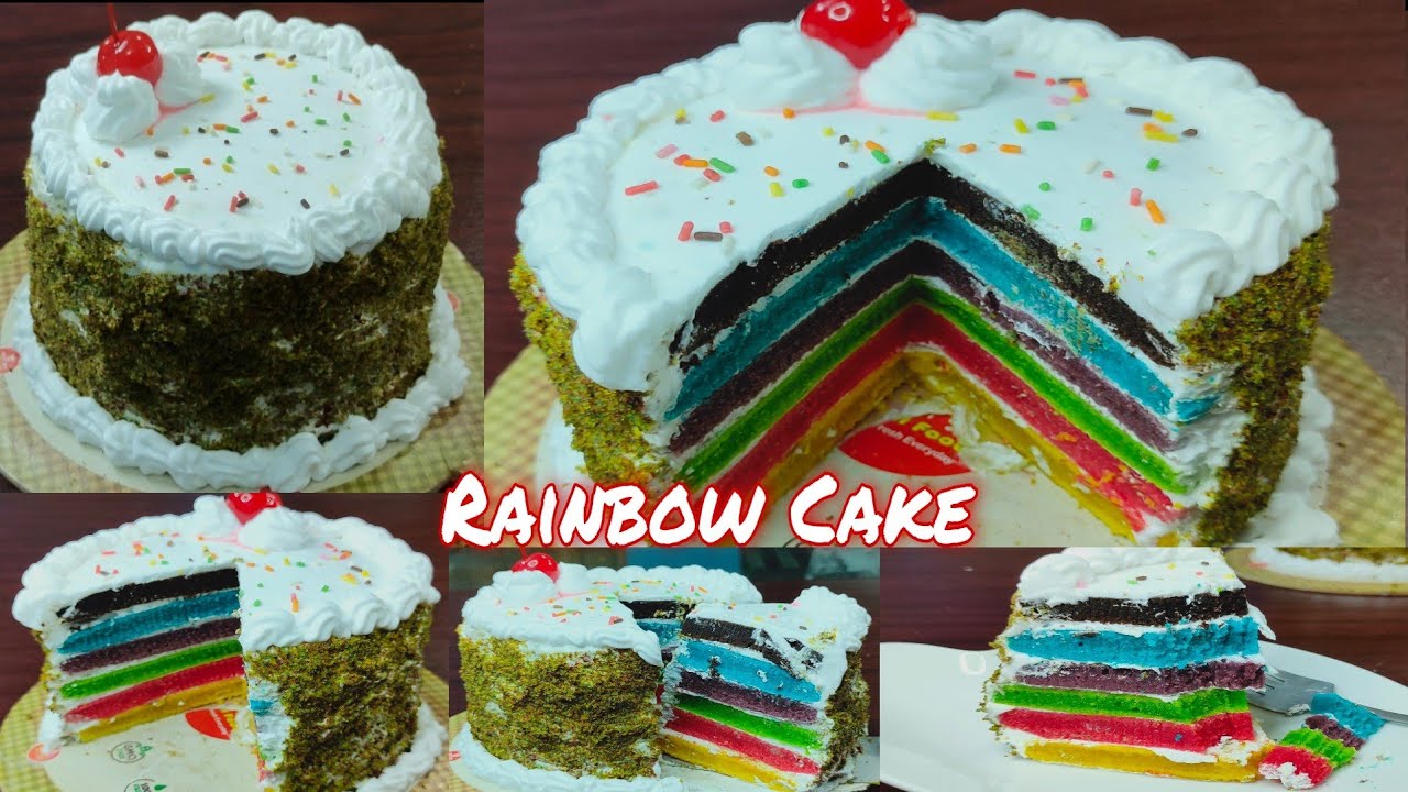 চুলায় রেইনবো কেক তৈরীর রেসিপি। Rainbow Cake Recipe In Bangla।Rainbow